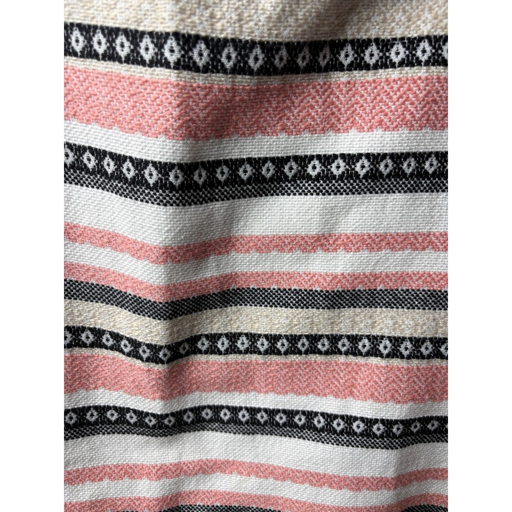 Loft‎ Outlet Womens Pink Black White Striped Geometric Woven Mini Skirt Size 16 - Picture 2 of 7